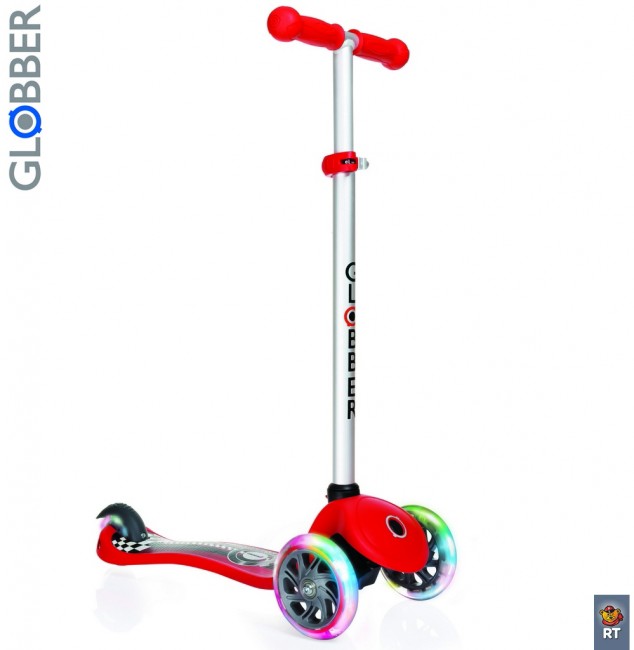 424-005 Самокат Globber Primo Fantasy с 3 светящимися колесами Racing Red
