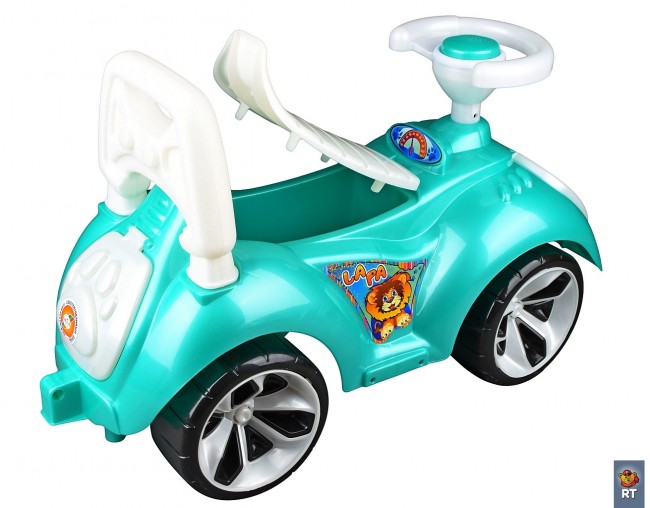 Каталка машинка с родительской ручкой Мишка   (Lapa)   цвет бирюзовый