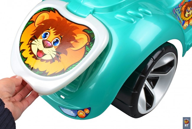 Каталка машинка с родительской ручкой Мишка   (Lapa)   цвет бирюзовый