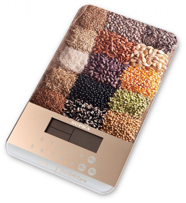 Весы кухонные электронные Supra BSS-4082 макс. вес:5кг бежевый/рисунок